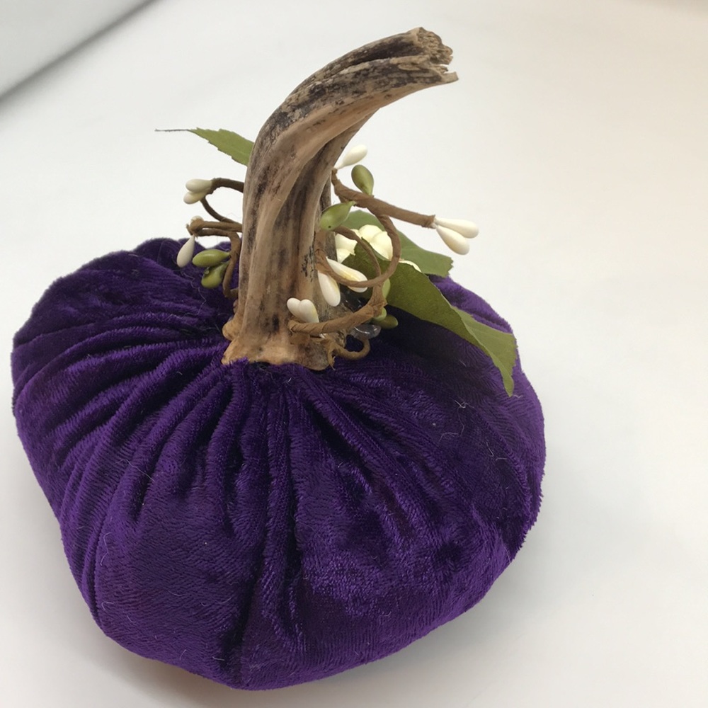 Trio of 3 Handmade Velvet, poly filled Pumpkins - Picture 8 of 10